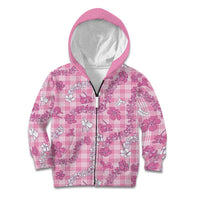 Alaka Aloha Hawaii Kid Hoodie Plumeria Lei With Palaka Motif LT14 Zip Hoodie Pink - Polynesian Pride