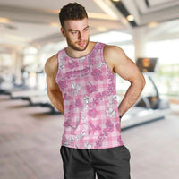 Alaka Aloha Hawaii Men Tank Top Plumeria Lei With Palaka Motif LT14 Pink - Polynesian Pride