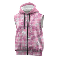 Alaka Aloha Hawaii Sleeveless Zip Hoodie Plumeria Lei With Palaka Motif LT14