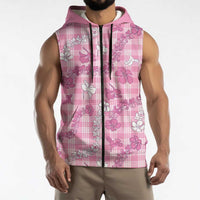 Alaka Aloha Hawaii Sleeveless Zip Hoodie Plumeria Lei With Palaka Motif LT14