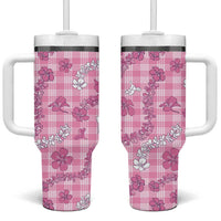 Alaka Aloha Hawaii Tumbler With Handle Plumeria Lei With Palaka Motif - Polynesian Pride