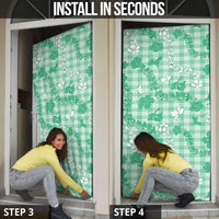 Omaomao Aloha Hawaii Door Cover Plumeria Lei With Palaka Motif - Polynesian Pride