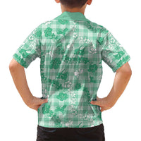 Omaomao Aloha Hawaii Family Matching Off Shoulder Maxi Dress and Hawaiian Shirt Plumeria Lei With Palaka Motif - Polynesian Pride