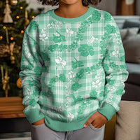 Omaomao Aloha Hawaii Kid Ugly Christmas Sweater Plumeria Lei With Palaka Motif - Polynesian Pride