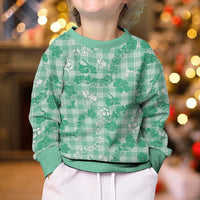 Omaomao Aloha Hawaii Kid Ugly Christmas Sweater Plumeria Lei With Palaka Motif - Polynesian Pride