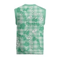 Omaomao Aloha Hawaii Christmas Knitted V-Neck Vest Plumeria Lei With Palaka Motif - Polynesian Pride