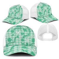 Omaomao Aloha Hawaii Mesh Trucker Cap Plumeria Lei With Palaka Motif - Polynesian Pride