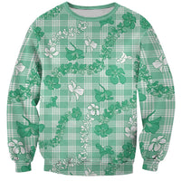 Omaomao Aloha Hawaii Sweatshirt Plumeria Lei With Palaka Motif LT14 Unisex Green - Polynesian Pride