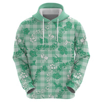 Omaomao Aloha Hawaii Zip Hoodie Plumeria Lei With Palaka Motif - Polynesian Pride