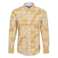 Melemele Aloha Hawaii Family Matching Long Sleeve Bodycon Dress and Hawaiian Shirt Plumeria Lei With Palaka Motif - Polynesian Pride