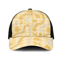 Melemele Aloha Hawaii Mesh Trucker Cap Plumeria Lei With Palaka Motif - Polynesian Pride