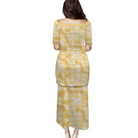 Melemele Aloha Hawaii Puletasi Plumeria Lei With Palaka Motif - Polynesian Pride