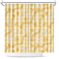 Melemele Aloha Hawaii Shower Curtain Plumeria Lei With Palaka Motif - Polynesian Pride