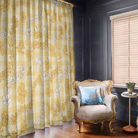 Melemele Aloha Hawaii Window Curtain Plumeria Lei With Palaka Motif - Polynesian Pride