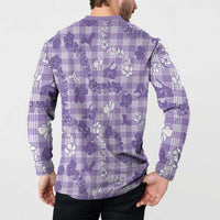 Poni Aloha Hawaii Button Sweatshirt Plumeria Lei With Palaka Motif - Polynesian Pride