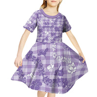 Poni Aloha Hawaii Kid Short Sleeve Dress Plumeria Lei With Palaka Motif - Polynesian Pride