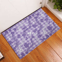 Poni Aloha Hawaii Rubber Doormat Plumeria Lei With Palaka Motif - Polynesian Pride