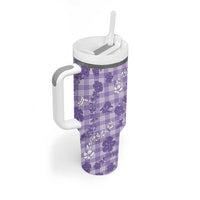 Poni Aloha Hawaii Tumbler With Handle Plumeria Lei With Palaka Motif - Polynesian Pride