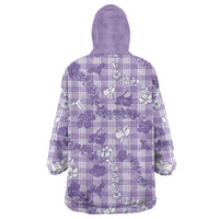 Poni Aloha Hawaii Wearable Blanket Hoodie Plumeria Lei With Palaka Motif - Polynesian Pride