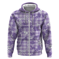 Poni Aloha Hawaii Zip Hoodie Plumeria Lei With Palaka Motif - Polynesian Pride