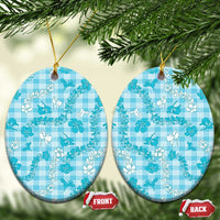 Polu Aloha Hawaii Ceramic Ornament Plumeria Lei With Palaka Motif - Polynesian Pride