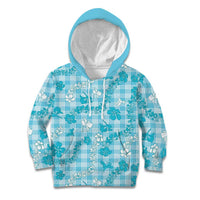 Polu Aloha Hawaii Kid Hoodie Plumeria Lei With Palaka Motif LT14 Hoodie Blue - Polynesian Pride