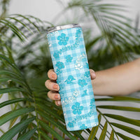 Polu Aloha Hawaii Skinny Tumbler Plumeria Lei With Palaka Motif - Polynesian Pride