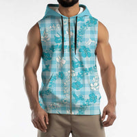 Polu Aloha Hawaii Sleeveless Zip Hoodie Plumeria Lei With Palaka Motif - Polynesian Pride
