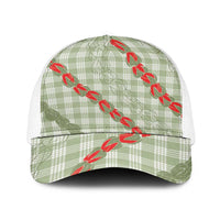 Omaomao Aloha Hawaii Baseball Net Cap Rosebud Lei With Palaka Motif LT14 One Size White Green - Polynesian Pride