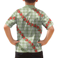 Omaomao Aloha Hawaii Family Matching Off Shoulder Short Dress and Hawaiian Shirt Rosebud Lei With Palaka Motif - Polynesian Pride