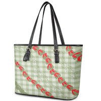 Omaomao Aloha Hawaii Leather Tote Bag Rosebud Lei With Palaka Motif LT14 - Polynesian Pride