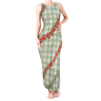 Omaomao Aloha Hawaii Tank Maxi Dress Rosebud Lei With Palaka Motif - Polynesian Pride