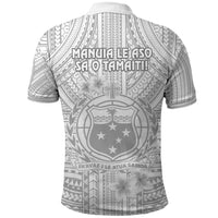 Samoa White Sunday Polo Shirt Manuia le Aso Sa o Tamaiti Polynesian Plumeria LT14 - Polynesian Pride