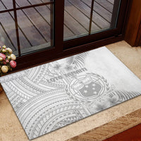 Samoa White Sunday Rubber Doormat Manuia le Aso Sa o Tamaiti Polynesian Plumeria LT14 - Polynesian Pride