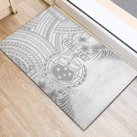 Personalised Samoa White Sunday Rubber Doormat Manuia le Aso Sa o Tamaiti Polynesian Plumeria LT14 - Polynesian Pride