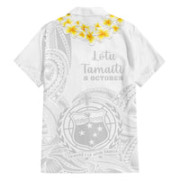 Samoa White Sunday Family Matching Long Sleeve Bodycon Dress and Hawaiian Shirt Lotu Tamaiti 2023 With Coat Of Arms LT14 - Polynesian Pride