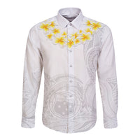Samoa White Sunday Long Sleeve Button Shirt Lotu Tamaiti 2023 With Coat Of Arms LT14 Unisex White - Polynesian Pride