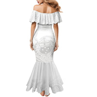 Samoa White Sunday Mermaid Dress Lotu Tamaiti 2023 With Coat Of Arms LT14 - Polynesian Pride
