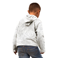Polynesia White Sunday Kid Hoodie Polynesian Pattern With Tropical Flowers LT14 - Polynesian Pride