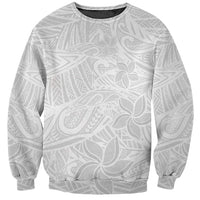Polynesia White Sunday Sweatshirt Polynesian Pattern With Tropical Flowers LT14 Unisex White - Polynesian Pride