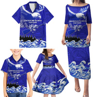 Personalised American Samoa Fautasi Race Family Matching Puletasi Dress and Hawaiian Shirt Eagle With Polynesian Pattern LT14 - Polynesian Pride