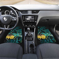 New Zealand Fantail Bird Car Mats Maori Piwakawaka Kowhai - Paua Shell Pattern