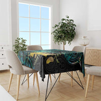 New Zealand Fantail Bird Tablecloth Maori Piwakawaka Kowhai - Paua Shell Pattern