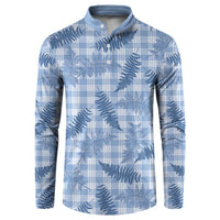 Blue Palaka Hawaii Palapalai Button Sweatshirt Hawaiian Fern - Polynesian Pride