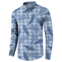 Blue Palaka Hawaii Palapalai Button Sweatshirt Hawaiian Fern - Polynesian Pride