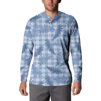 Blue Palaka Hawaii Palapalai Button Sweatshirt Hawaiian Fern - Polynesian Pride
