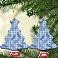 Blue Palaka Hawaii Palapalai Ceramic Ornament Hawaiian Fern - Polynesian Pride