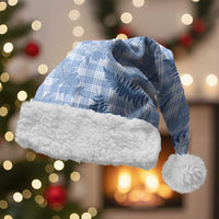 Blue Palaka Hawaii Palapalai Christmas Santa Hat Hawaiian Fern LT14 With Fur Blue - Polynesian Pride
