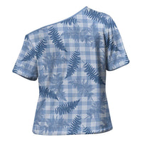 Blue Palaka Hawaii Palapalai Cross Shoulder Shirt Hawaiian Fern LT14 - Polynesian Pride