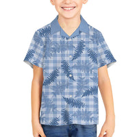 Blue Palaka Hawaii Palapalai Family Matching Long Sleeve Bodycon Dress and Hawaiian Shirt Hawaiian Fern LT14 Son's Shirt Blue - Polynesian Pride